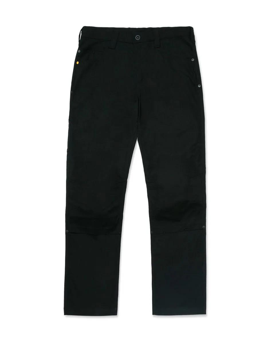 Pantaloni Uomo in Tessuto Canvas Elasticizzato con Taglio Dritto e Tasche Utilitarie