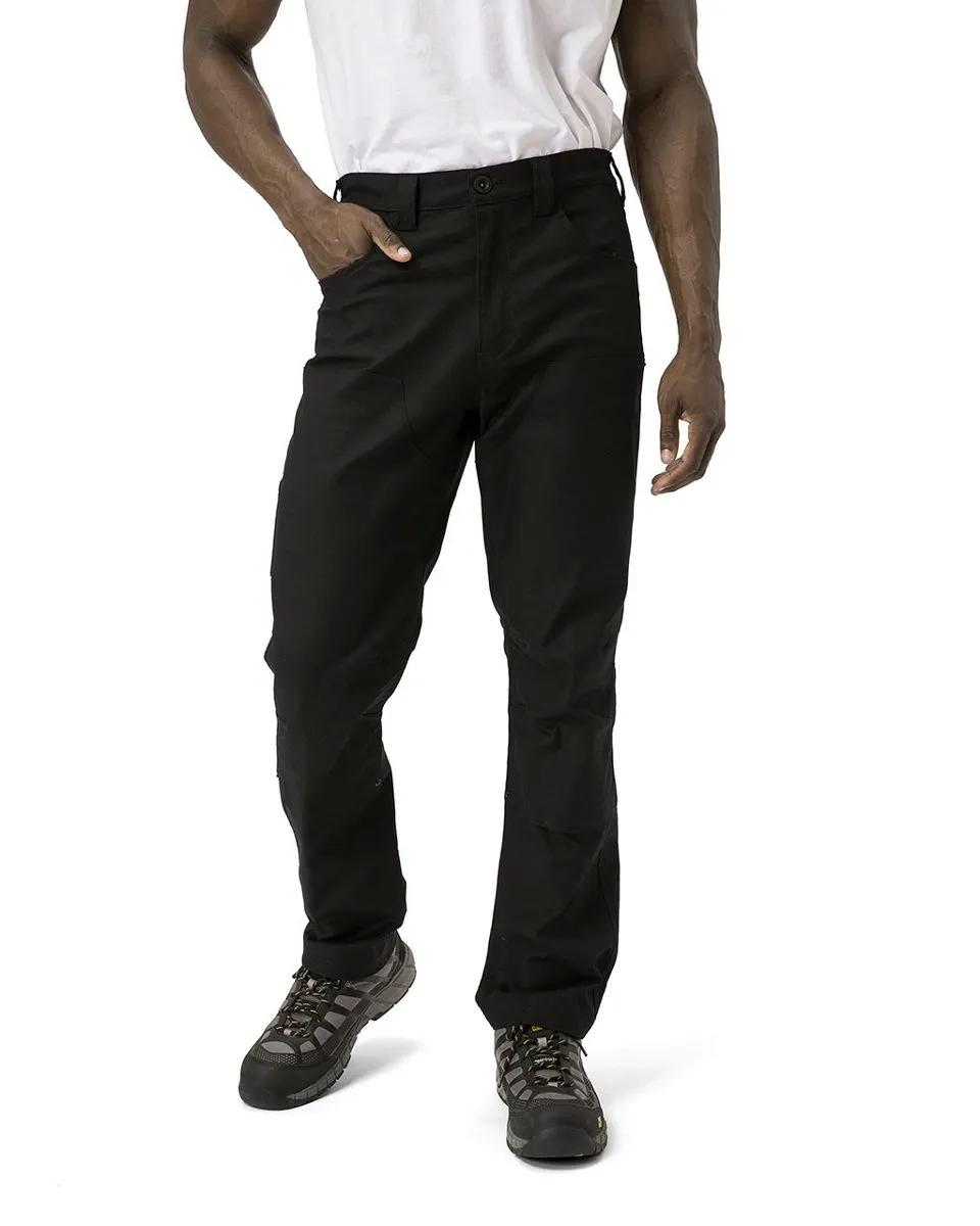 Pantaloni Uomo in Tessuto Canvas Elasticizzato con Taglio Dritto e Tasche Utilitarie